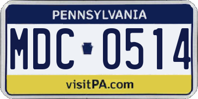 PA license plate MDC0514
