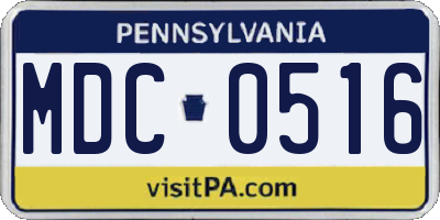 PA license plate MDC0516