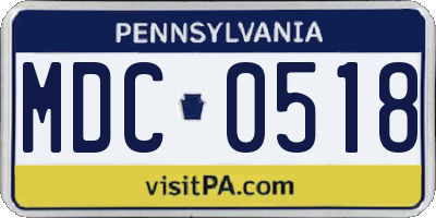 PA license plate MDC0518