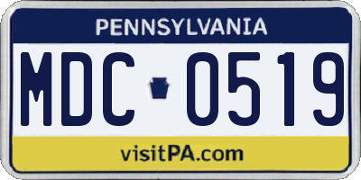 PA license plate MDC0519