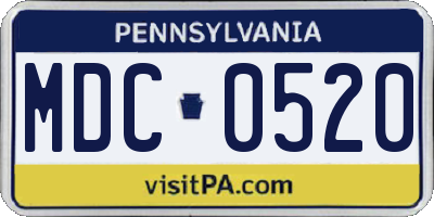 PA license plate MDC0520