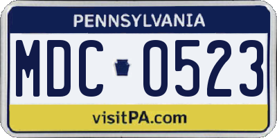 PA license plate MDC0523