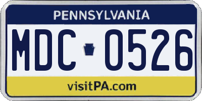 PA license plate MDC0526