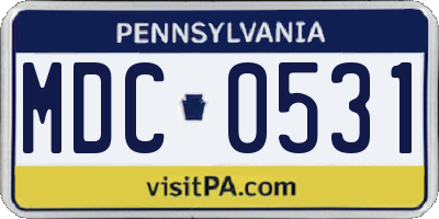 PA license plate MDC0531
