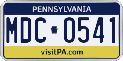 PA license plate MDC0541
