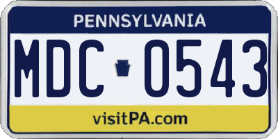 PA license plate MDC0543
