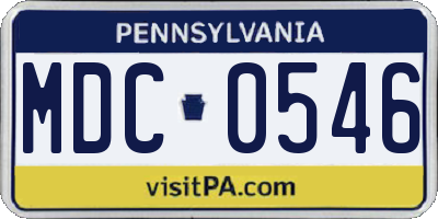 PA license plate MDC0546