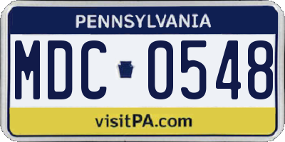 PA license plate MDC0548