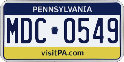 PA license plate MDC0549