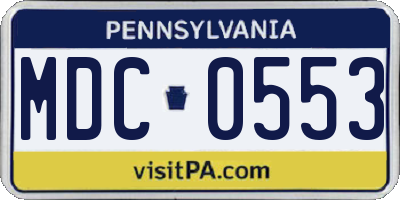 PA license plate MDC0553