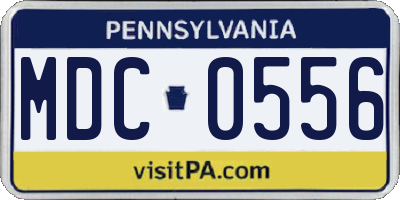 PA license plate MDC0556