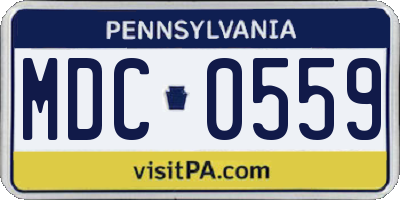 PA license plate MDC0559