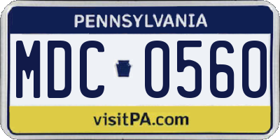 PA license plate MDC0560