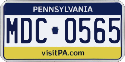 PA license plate MDC0565