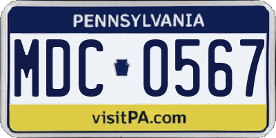 PA license plate MDC0567