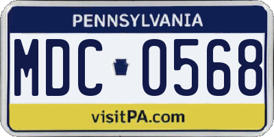 PA license plate MDC0568