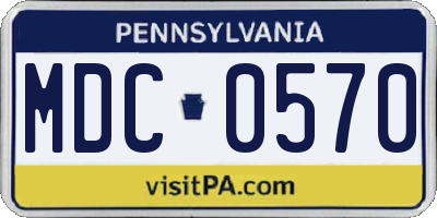 PA license plate MDC0570