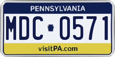 PA license plate MDC0571