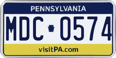 PA license plate MDC0574