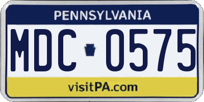 PA license plate MDC0575
