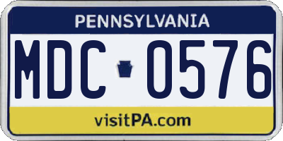 PA license plate MDC0576