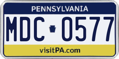 PA license plate MDC0577