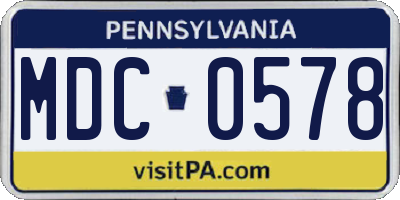 PA license plate MDC0578