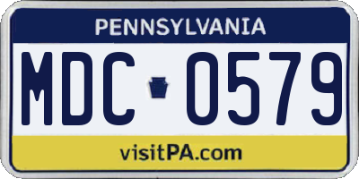 PA license plate MDC0579