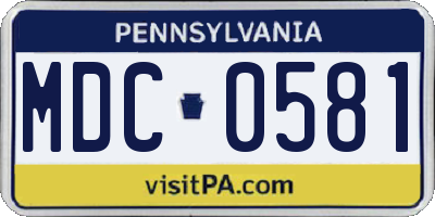 PA license plate MDC0581