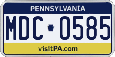 PA license plate MDC0585
