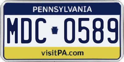 PA license plate MDC0589