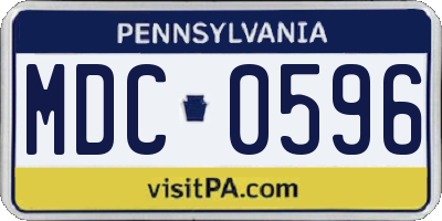 PA license plate MDC0596