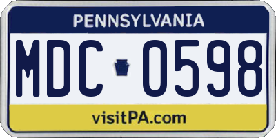 PA license plate MDC0598