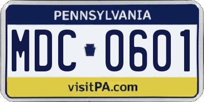 PA license plate MDC0601