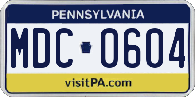 PA license plate MDC0604