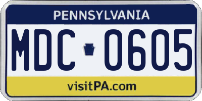 PA license plate MDC0605