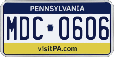 PA license plate MDC0606