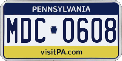 PA license plate MDC0608