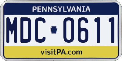 PA license plate MDC0611