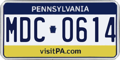 PA license plate MDC0614