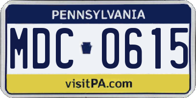 PA license plate MDC0615