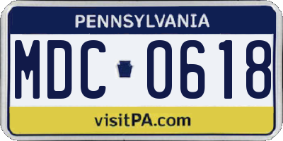 PA license plate MDC0618