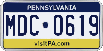 PA license plate MDC0619