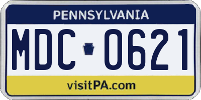 PA license plate MDC0621