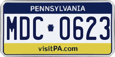 PA license plate MDC0623