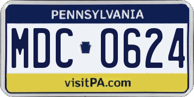PA license plate MDC0624