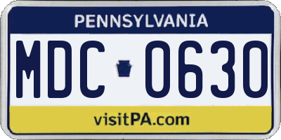 PA license plate MDC0630