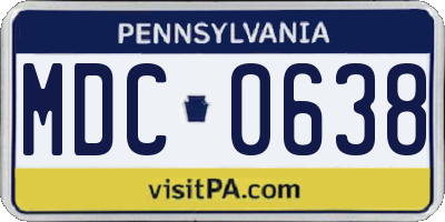 PA license plate MDC0638
