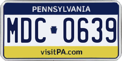 PA license plate MDC0639