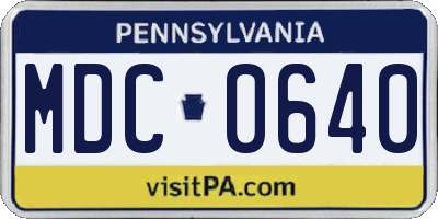 PA license plate MDC0640